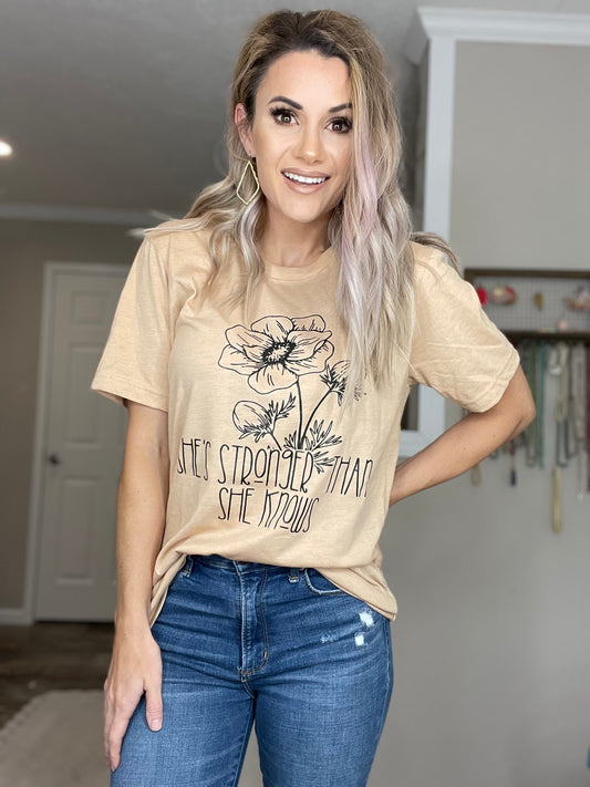 She’s stronger than she knows - Peach Tee