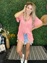 Baby Doll Coral Button Up
