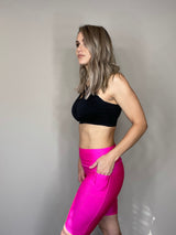 Neon Pink Biker Shorts with Pockets