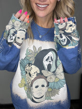Blue Floral Scary Movies.