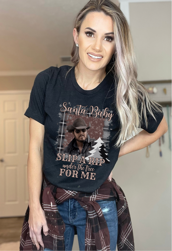 Black Tee- Santa Baby RIP